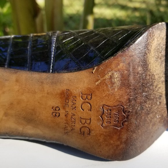 SOLD MaxAzria black all leather croc 9 heels Italy - Picture 7 of 7